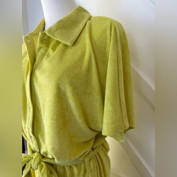 NWT Andie Swim Terry Button-Up Short Romper Honeysuckle Swim Cover Size Medium - Picture 2 of 8